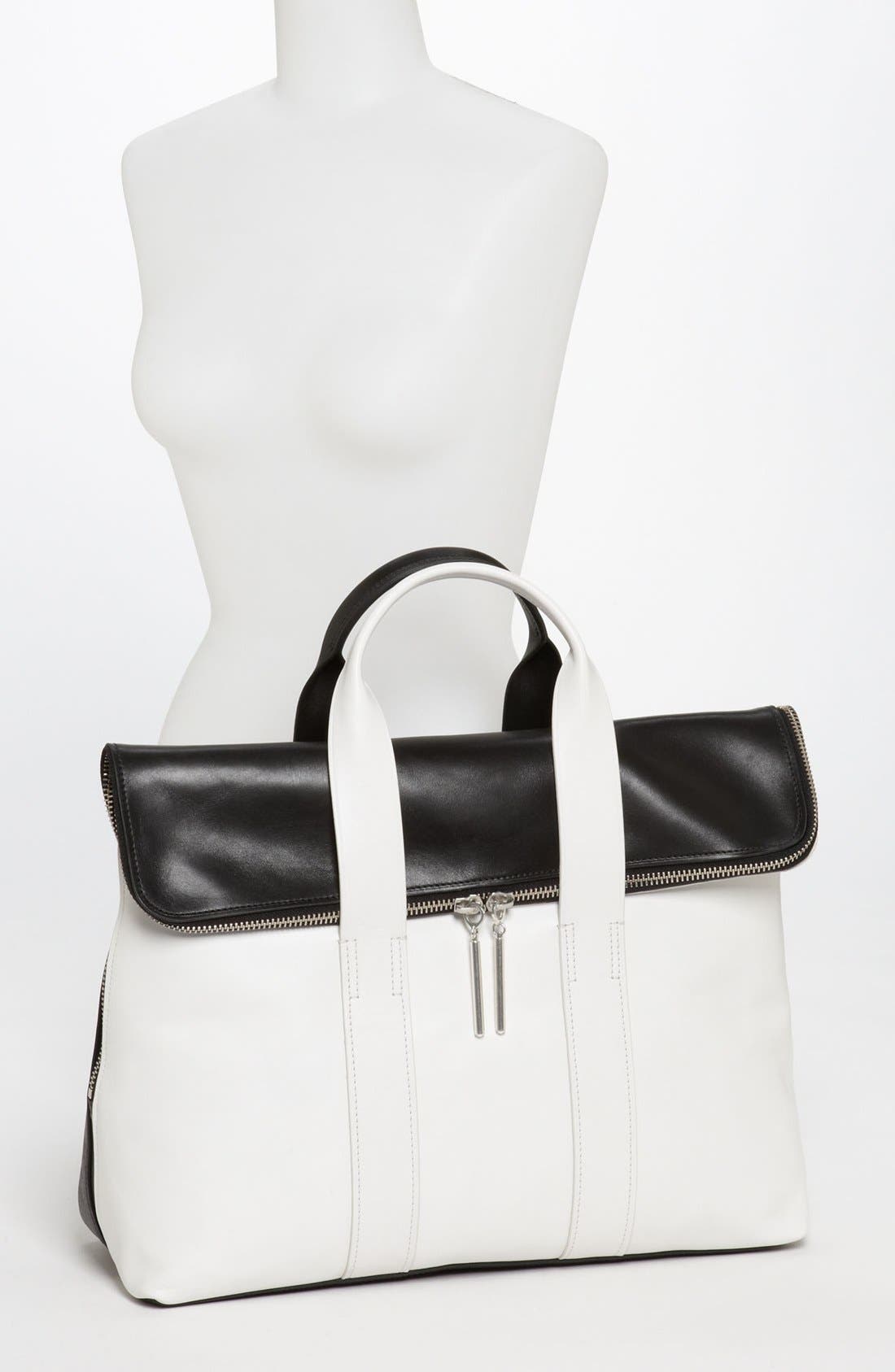 '31 Hour' Leather Tote, Alternate, color, WHITE/ BLACK