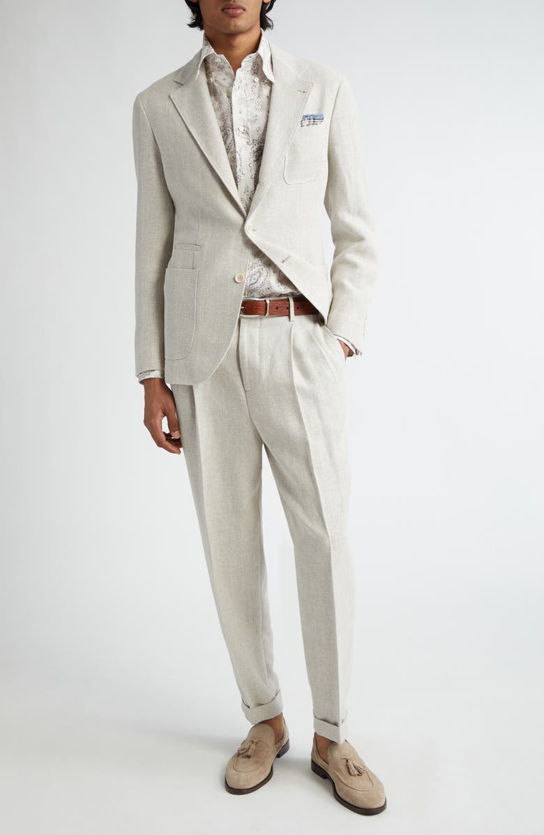 Brunello Cucinelli Chalk Stripe Linen Blend Suit, Alternate, color, 