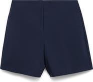 MANGO Seamed High Waist Straight Leg Twill Shorts