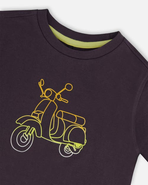 DEUX PAR DEUX DEUX PAR DEUX BOY'S ORGANIC COTTON TEE DARK GRAY AND MULTICOLORED VESPA