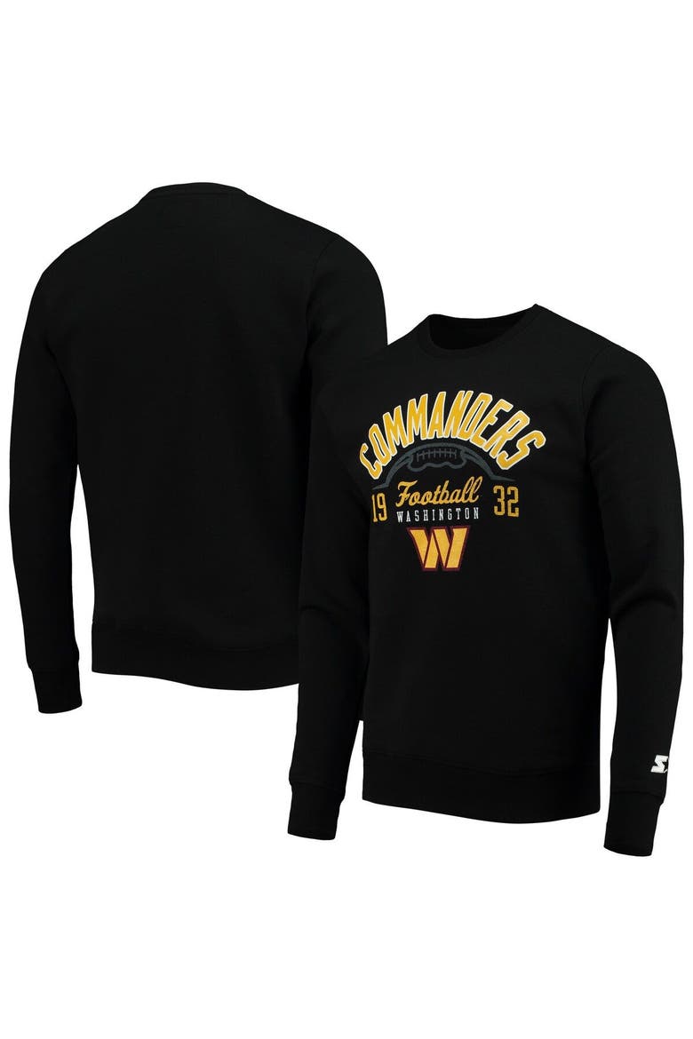 Men's Starter Black Washington Commanders Pullover Sweatshirt, Main, color, Black