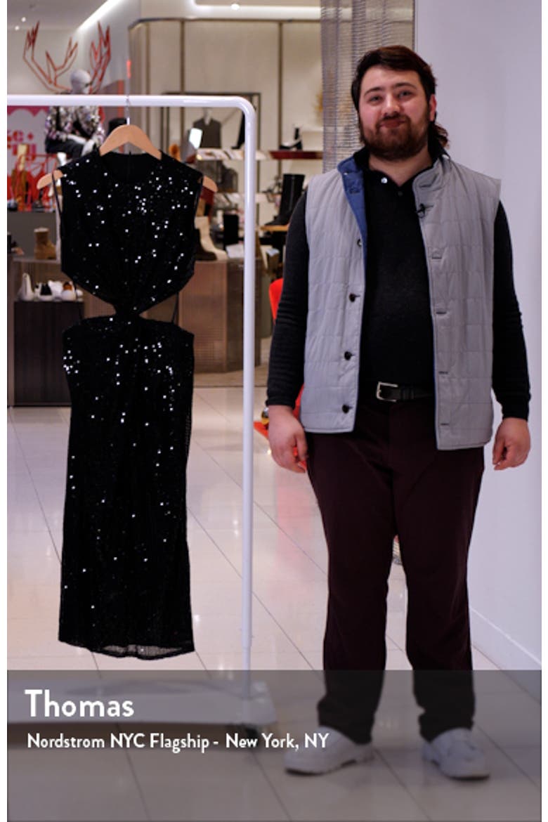 Sequin Front Twist Cutout Midi Cocktail Dress video