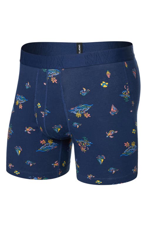 Saxx Droptemp Cooling Cotton Boxer Brief Fly In Island Life-midnight