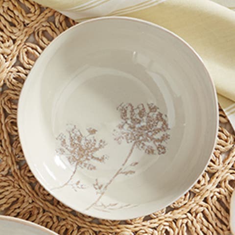Wild Flower Medium Ceramic Bowl Ivory Dining Salad Serving
