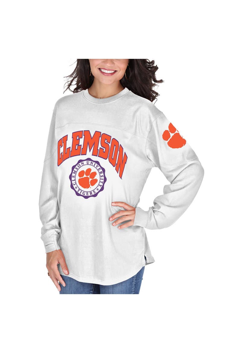 Women's White Clemson Tigers Edith Long Sleeve T-Shirt, Alternate, color, White