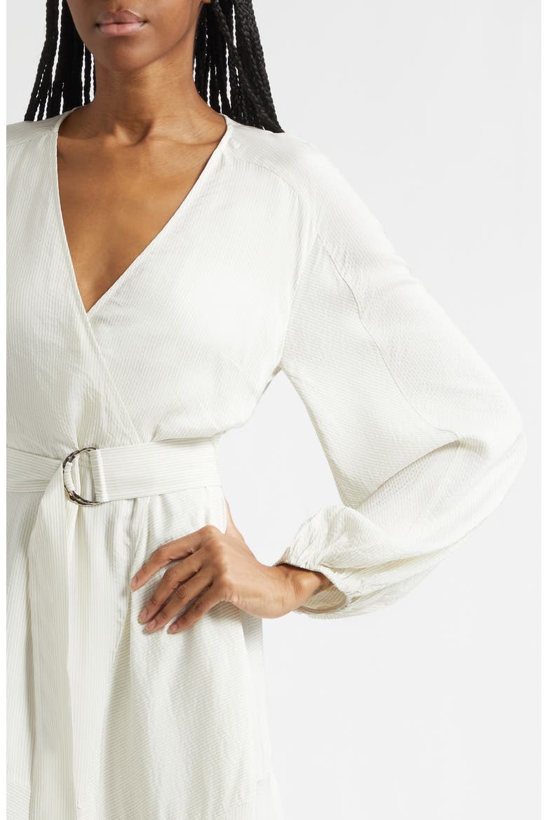 Seneca Belted Long Sleeve Midi Dress, Alternate, color, WHITE BLACK