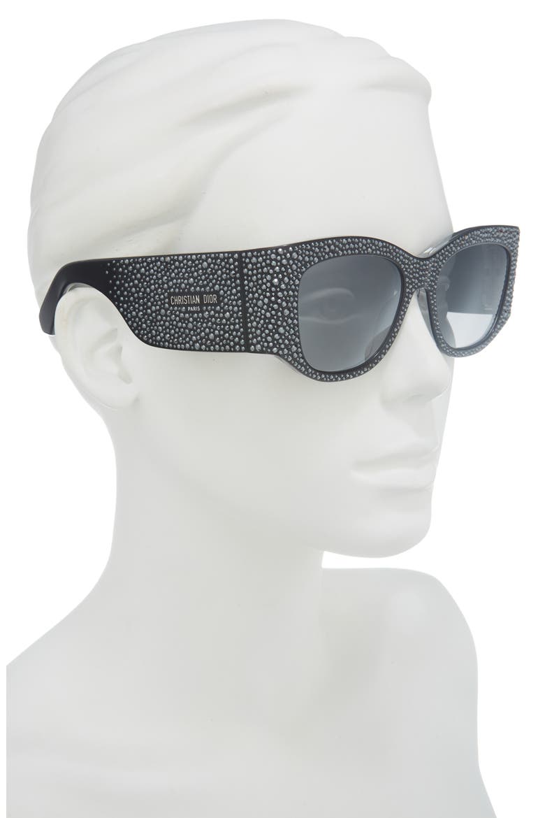 'DiorNuit S1I 54mm Square Sunglasses, Alternate, color, BLACK/ OTHER / SMOKE MIRROR
