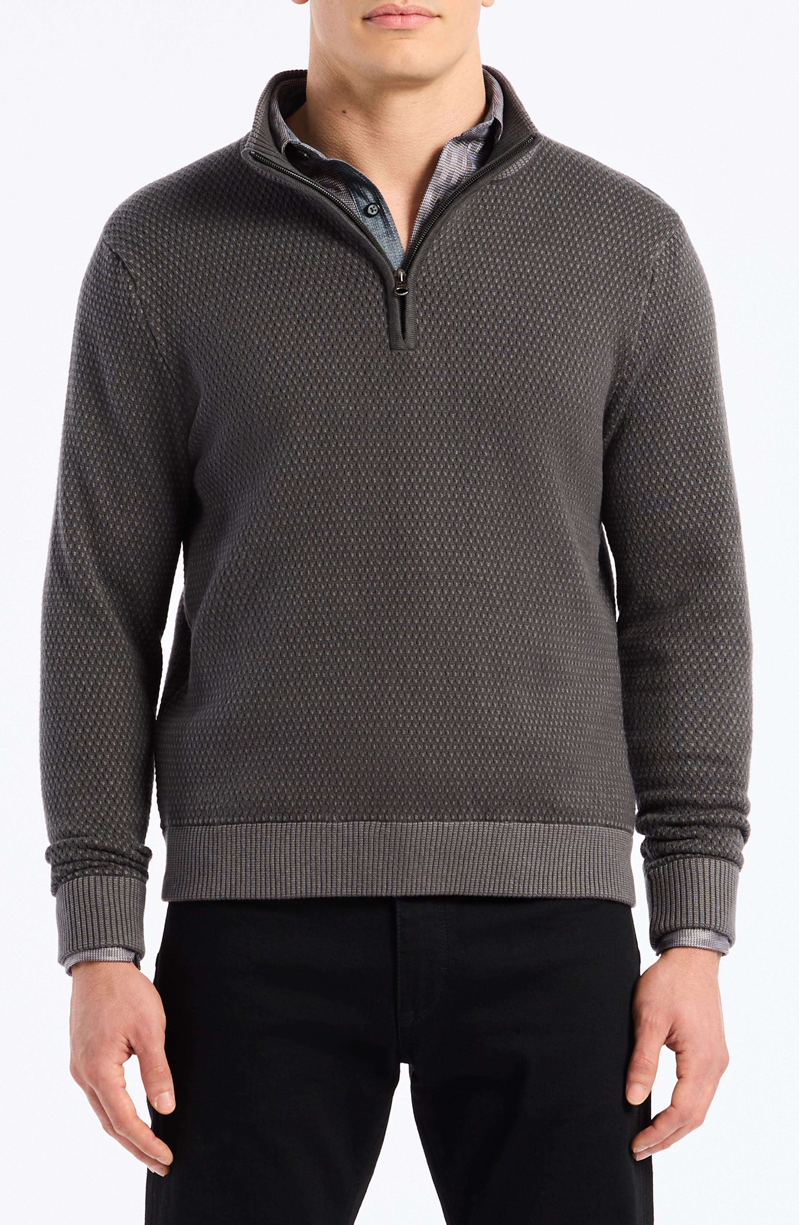 Robert Graham Walton Cotton & Silk Quarter Zip Sweater