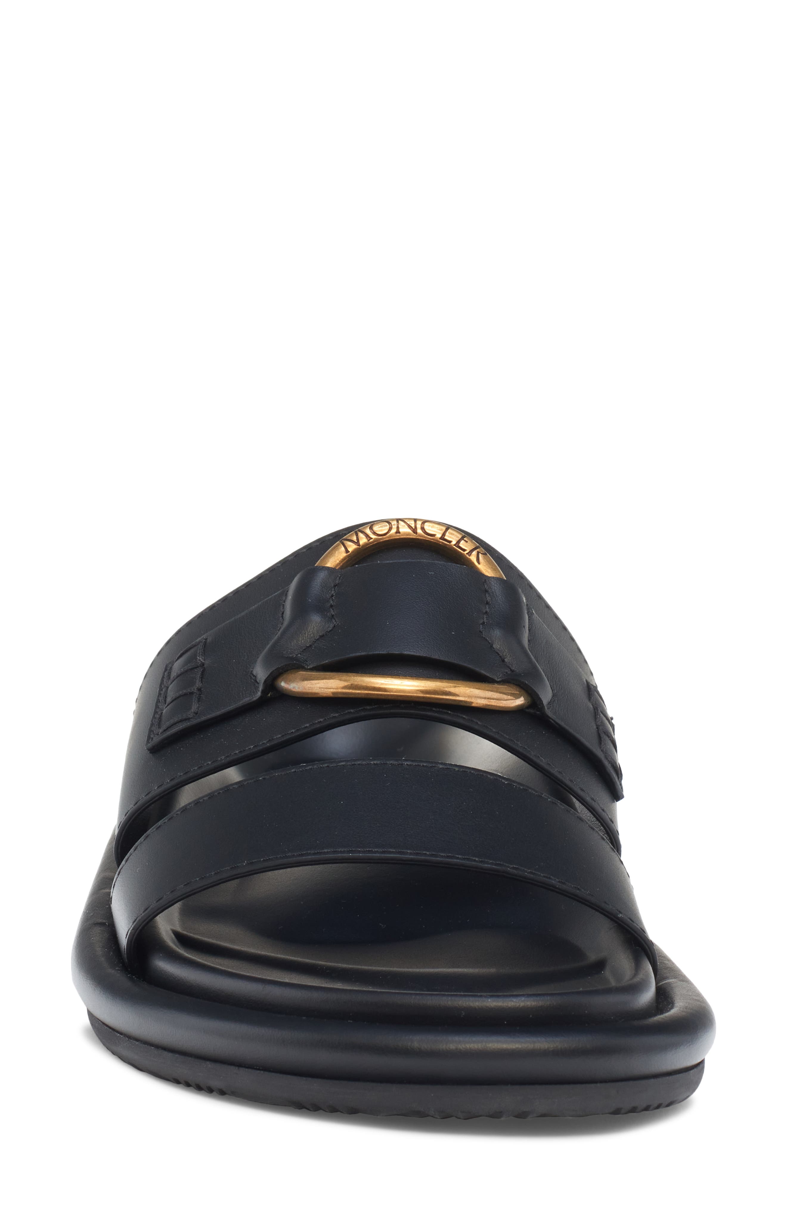 Moncler Bell Slide Sandal, Alternate, color, Black