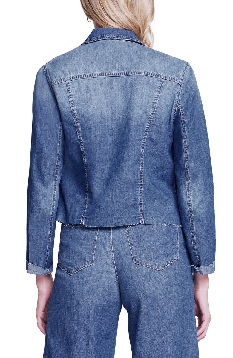 L'AGENCE Janelle Raw Hem Cotton Denim Jacket, Alternate, color, 