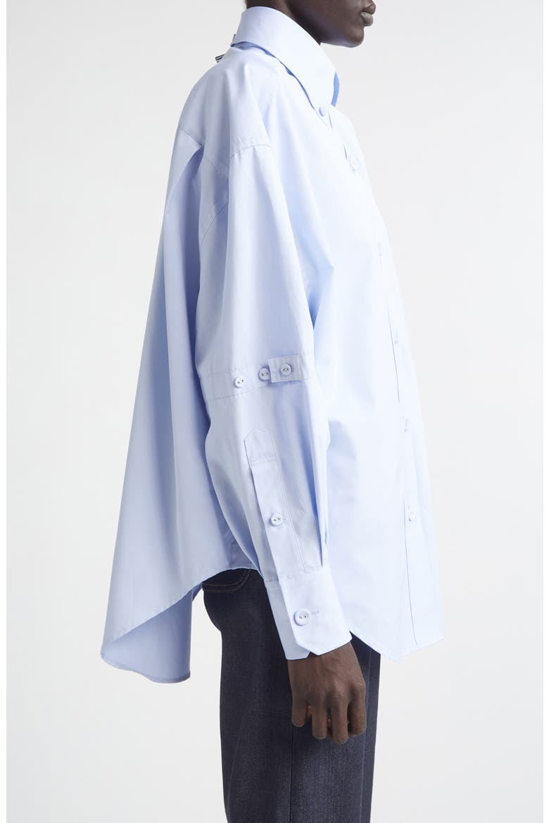 Crest Embroidered Oversize Cotton Poplin Button-Down Shirt, Alternate, color, LIGHT BLUE