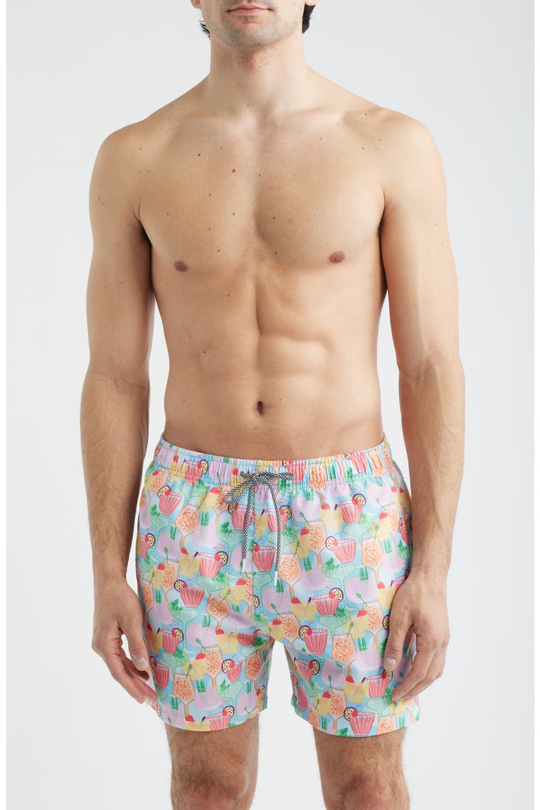 Club Tropicana Print Swim Trunks, Main, color, MULTI