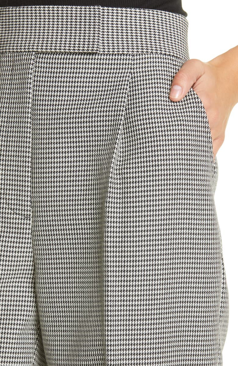 Alexander Wang Houndstooth Pleated High Waist Wool Blend Pants, Alternate, color, 