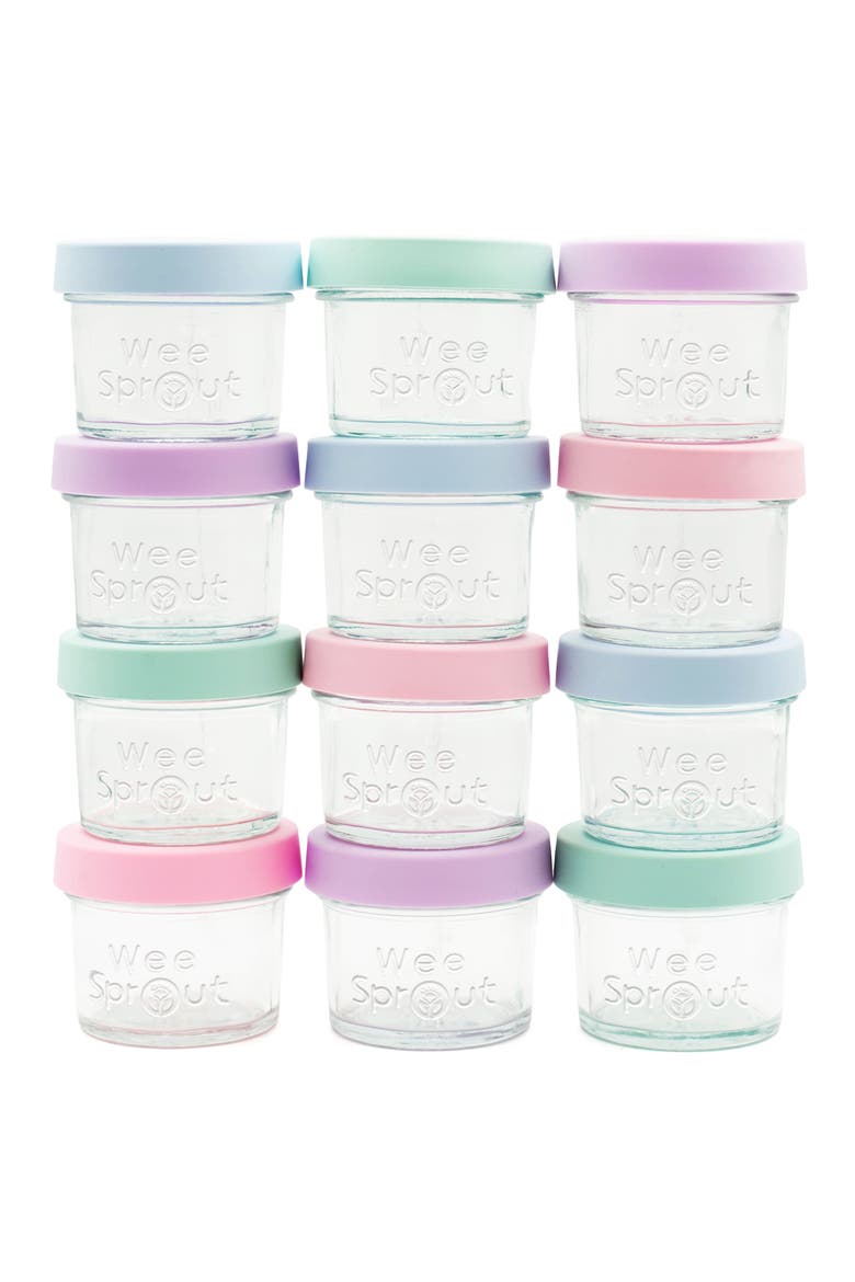 Glass Baby Food Storage Jars with Silicone Lids, Main, color, Pastel Blue/Mint/Purple/Pink