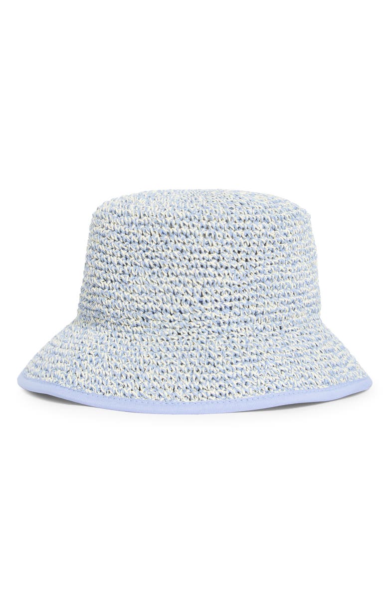 Nine West Two-Tone Crochet Bucket Hat, Main, color, Blue Combo