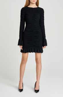 WAYF Maxine Long Sleeve Ruched Ruffle Minidress