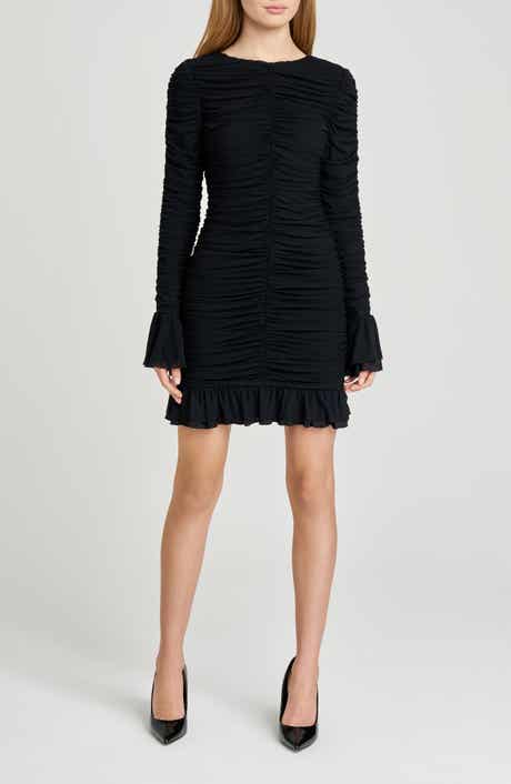 WAYF Maxine Long Sleeve Ruched Ruffle Minidress