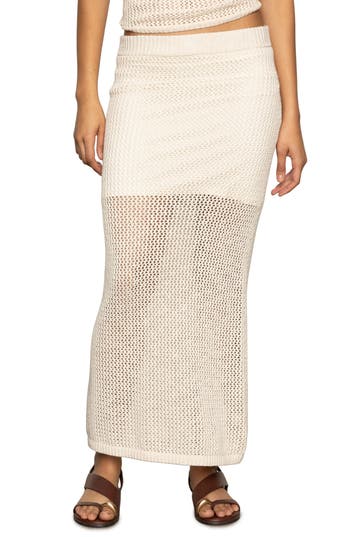 Sanctuary Open Stitch Cotton Knit Maxi Skirt In Brown