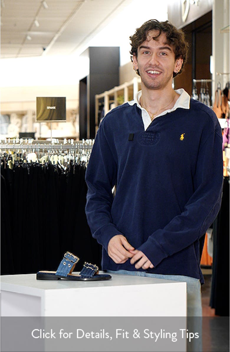 Feminine Buckle Strap Denim Slide Sandal, sales video thumbnail