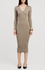 House of Harlow 1960 Suri Collared Long Sleeve Sweater Dress