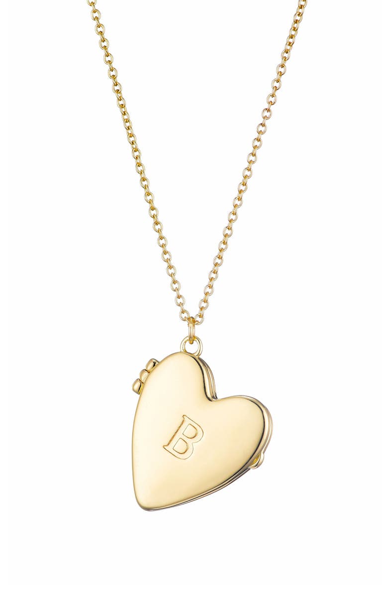 Adornia Initial Heart Locket Pendant Necklace, Main, color, Gold-B