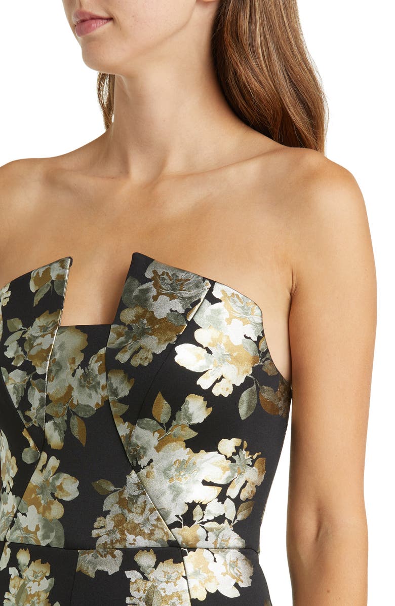 Black Halo Lena Floral Strapless Jumpsuit, Alternate, color, Brilliant Flora