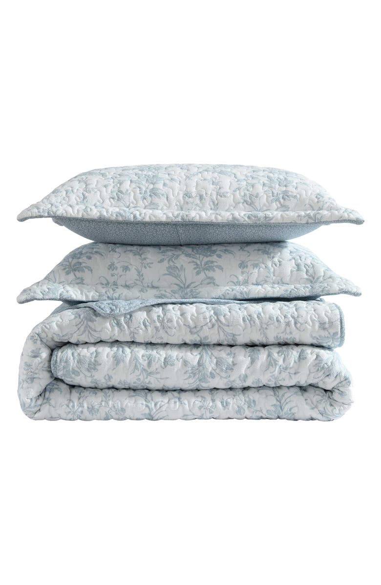 Laura Ashley Amberly 3-Piece King Quilt & Sham Set, Main, color, Lt-Pastel Blue