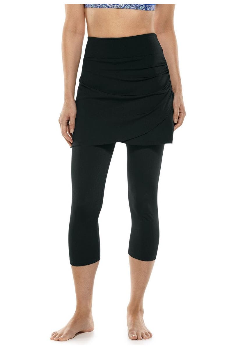 Coolibar Skirted Swim Capris, UPF 50+ Sun Protection, Kahula, Main, color, Black