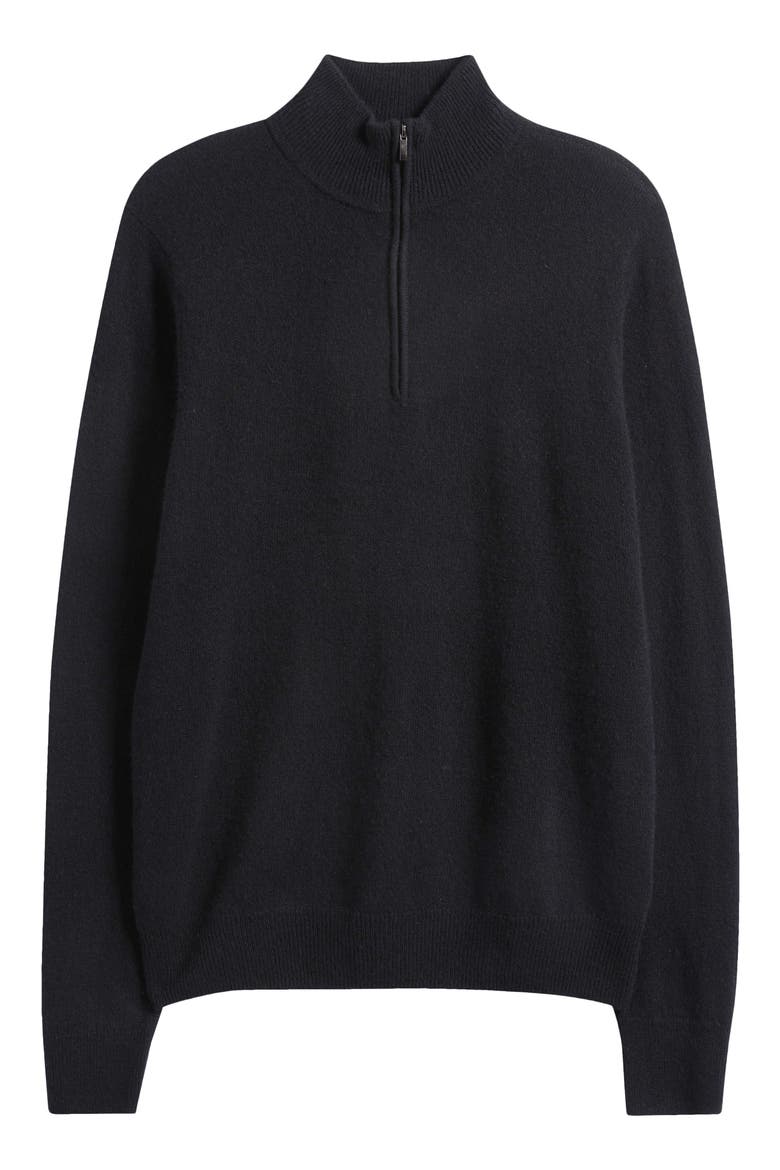 Quarter Zip Cashmere Sweater, Alternate, color, BLACK
