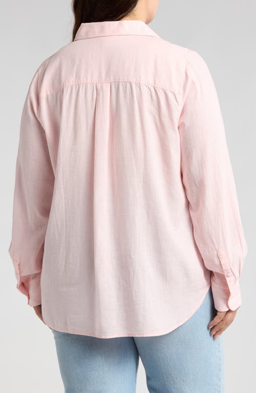 Caslonr Caslon(r) Long Sleeve Linen Blend Button-up Shirt In Pink Balm