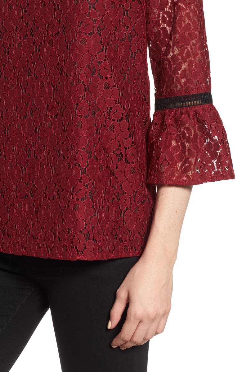GIBSONLOOK Gibson x Glam Squad Erin Allover Lace Bell Sleeve Top, Alternate, color,
