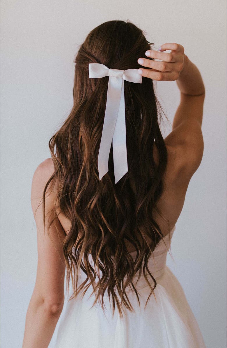 Untamed Petals Blair Satin Bow, Main, color, Ivory