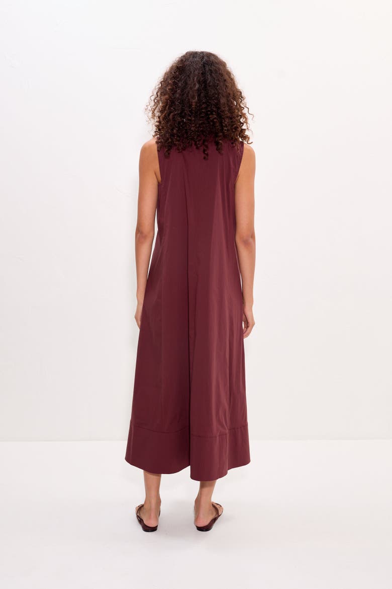 Mar Crochet Poplin Midi Dress, Alternate, color, Choco Brown