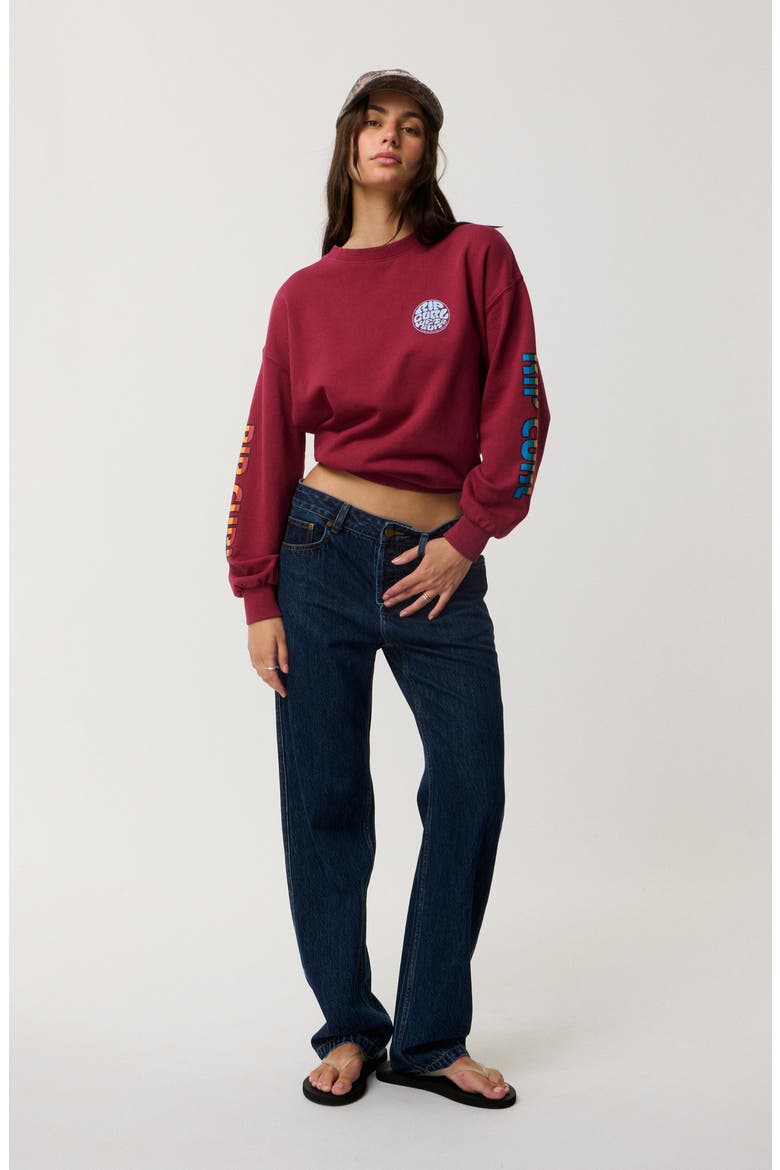 Heritage Graphic Oversized Sweatshirt, Alternate, color, PLUM