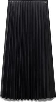 MANGO Pleated Faux Leather Midi Skirt