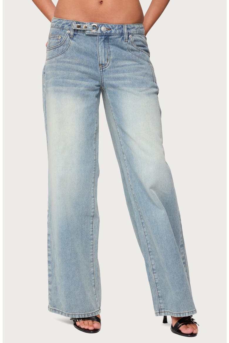 Celia Grommet Belt Wide Leg Jeans, Main, color, LIGHT-BLUE