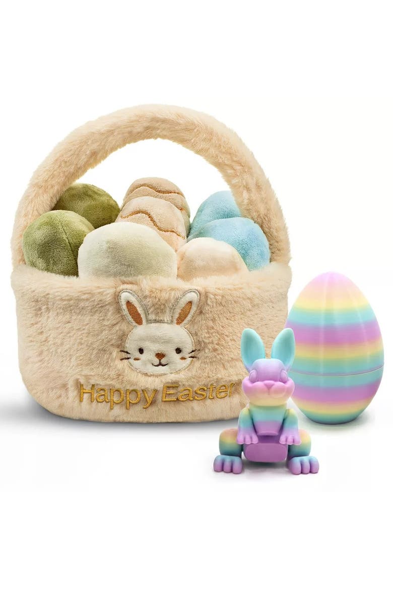 Easter Egg Basket Plush Set with 3D Printed Bunny Surprise Eggs, Main, color, Rainbow
