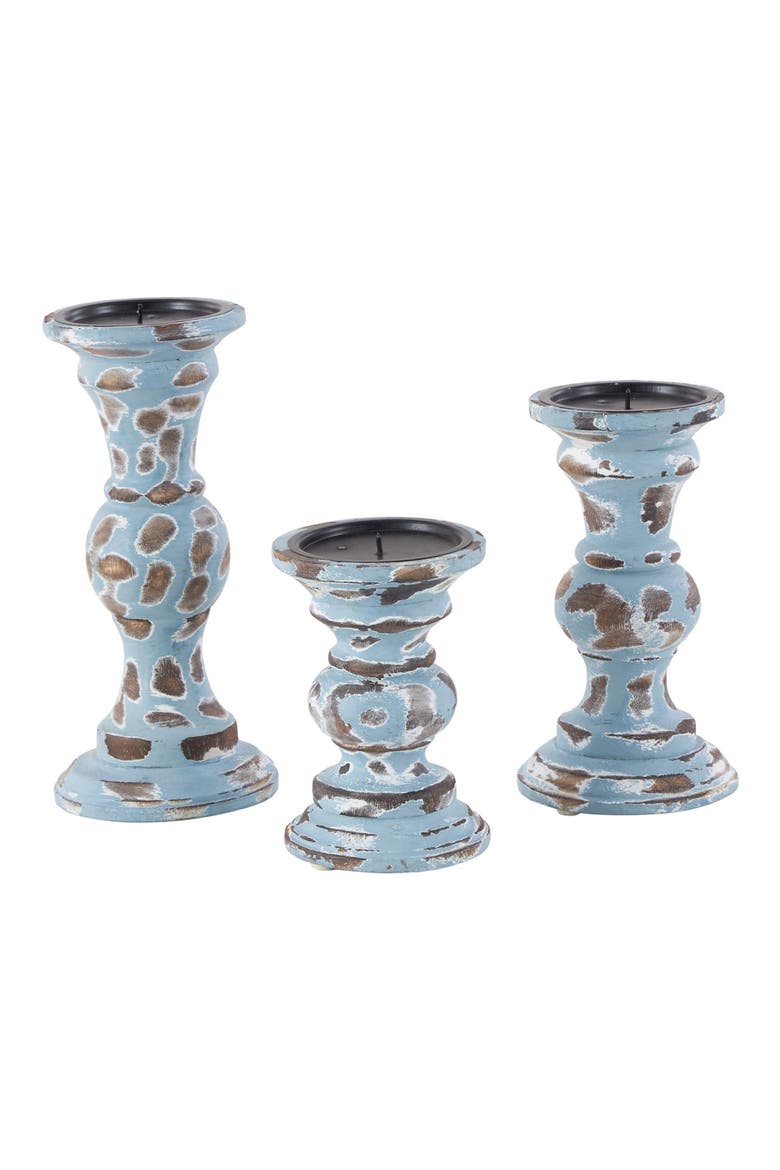 Set of 3 Candle Holders, Alternate, color, LIGHT BLUE