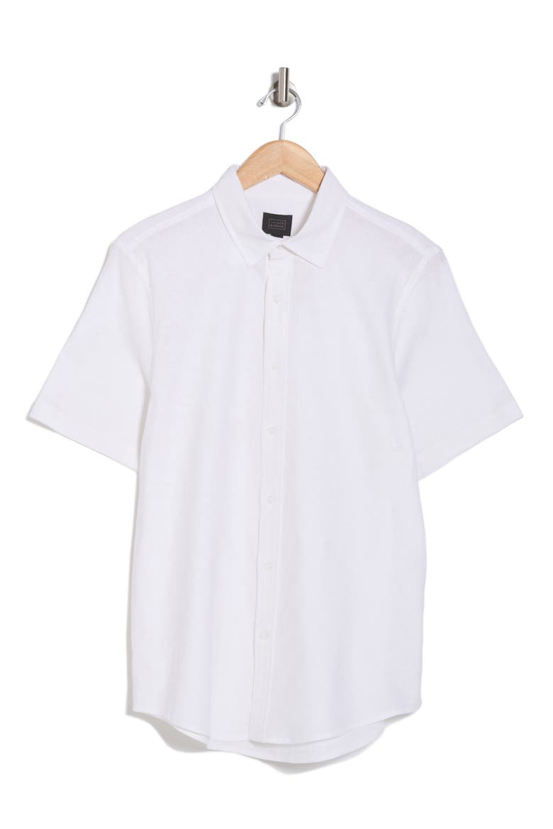 Linen & Cotton Short Sleeve Button-Up Shirt, Alternate, color, WHITE