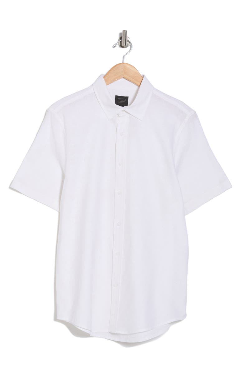 14th 
Union Linen 
Cotton Short Sleeve Button-Up Shirt, Alternate, color, White