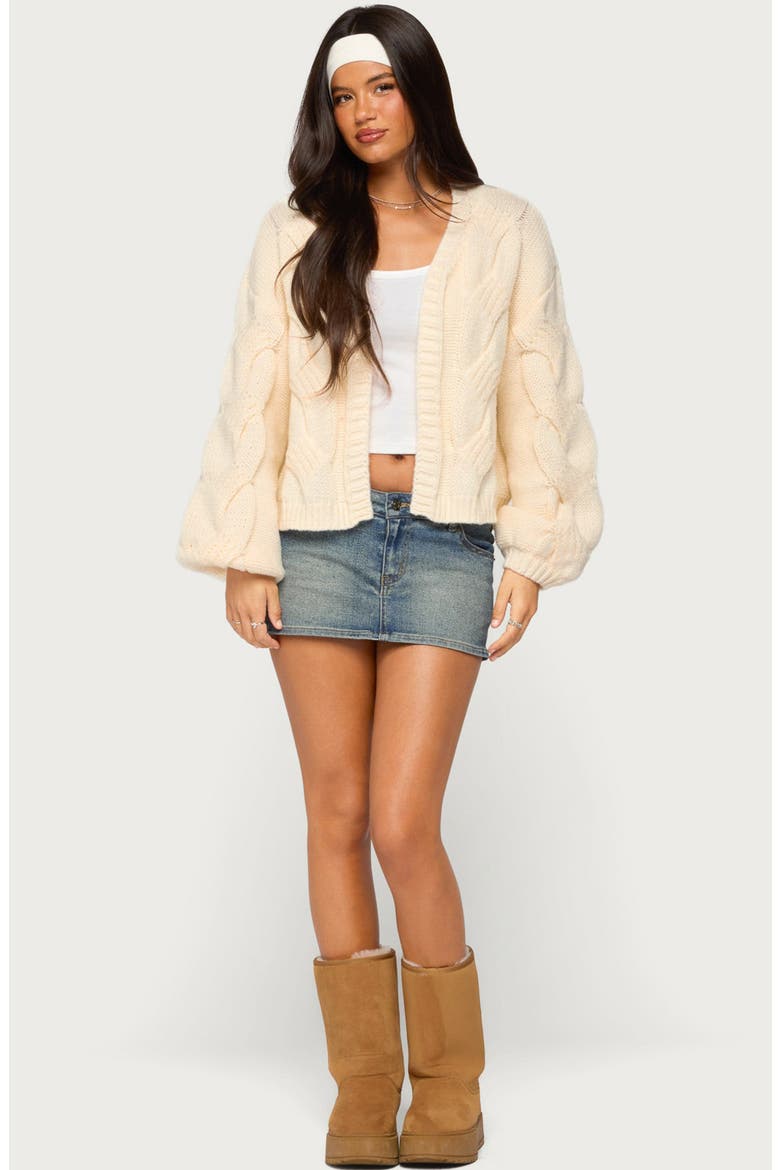 Braiden Chunky Cable Knit Cardigan, Alternate, color, CREAM