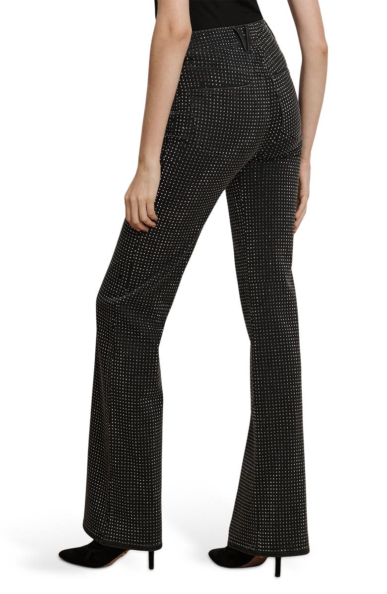 Veronica Beard Crosbie Crystal Embellished High Waist Slim Wide Leg Jeans, Alternate, color, Washed Onyx