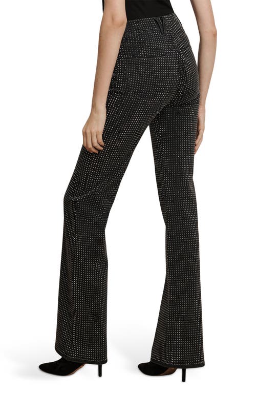 Veronica Beard Crosbie Crystal Embellished High Waist Slim Wide Leg Jeans In Black