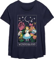 Alice in Wonderland Women's Alice in Wonderland Trippy Tarot Card  Graphic T-Shirt