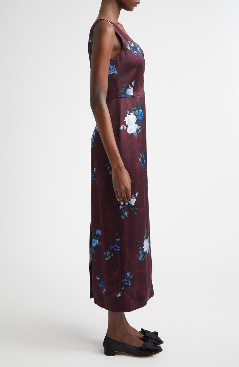 Erdem Abstract Rose Print Sleeveless Crepe Cocktail Dress, Alternate, color, Abstract Rose Mulberry Red