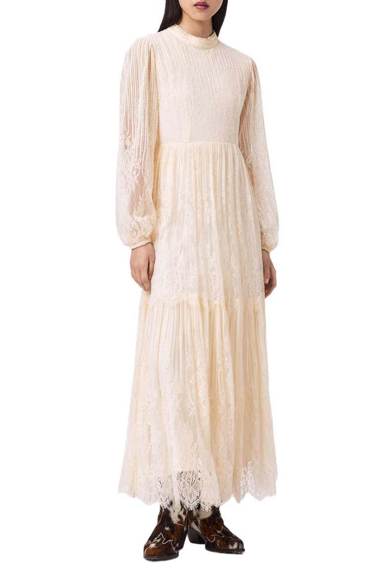 Lillian Long Sleeve Lace Dress, Main, color, ANTIQUE WHITE