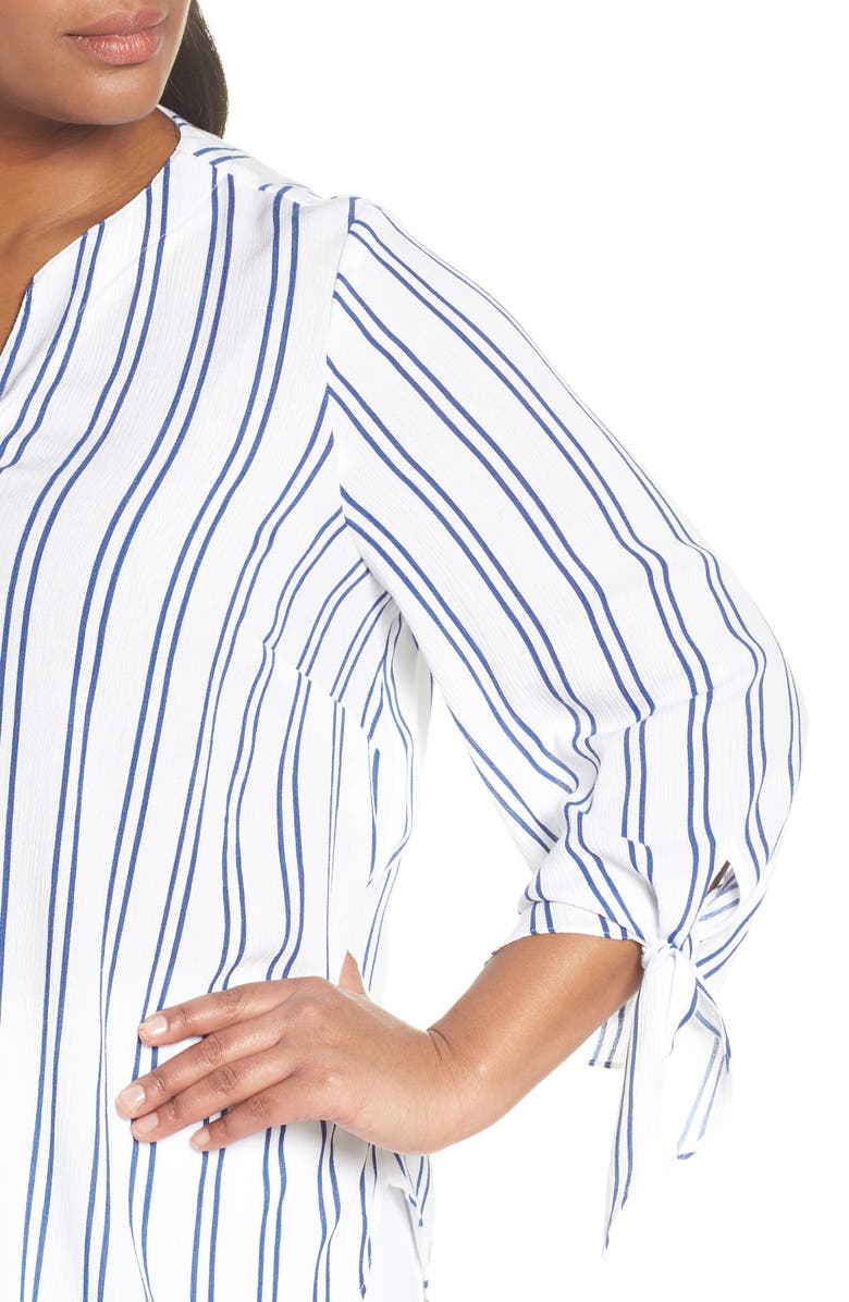 MICHAEL Michael Kors KORS Michael Kors Stripe Tie Sleeve Top, Alternate, color,