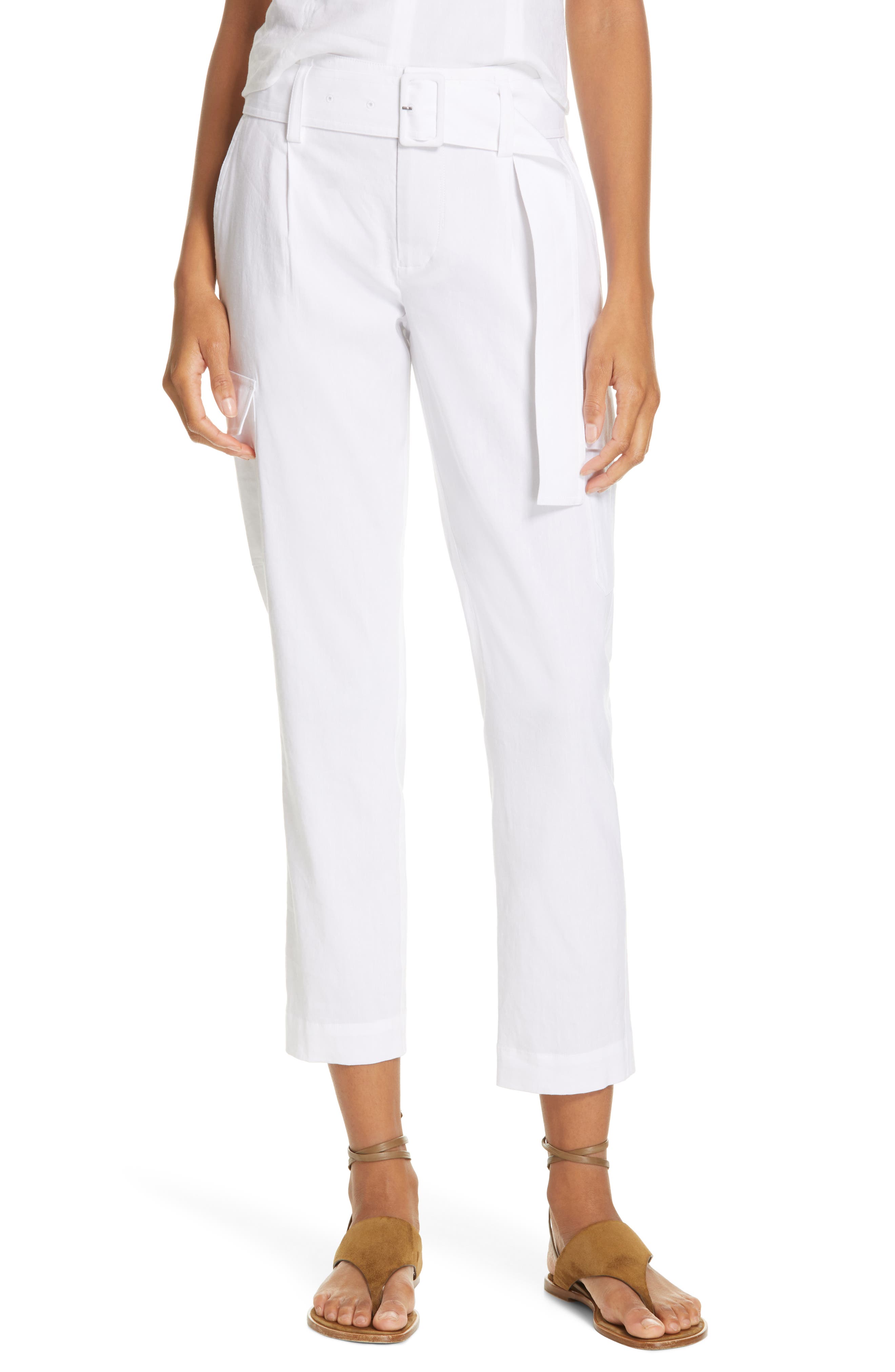 Vince Belted Linen Blend Pants