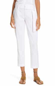 Belted Linen Blend Pants