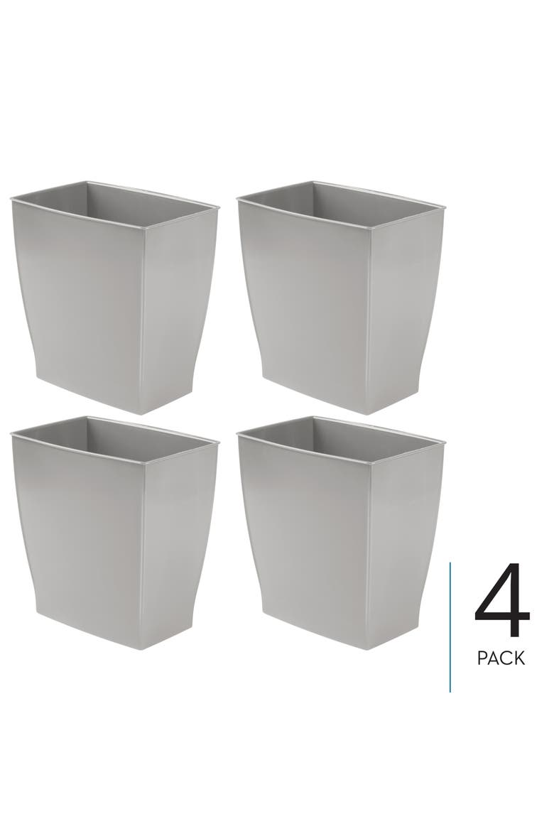 Small Rectangular Bathroom Trash Cans - Set of 4 - Gray, Alternate, color, Gray